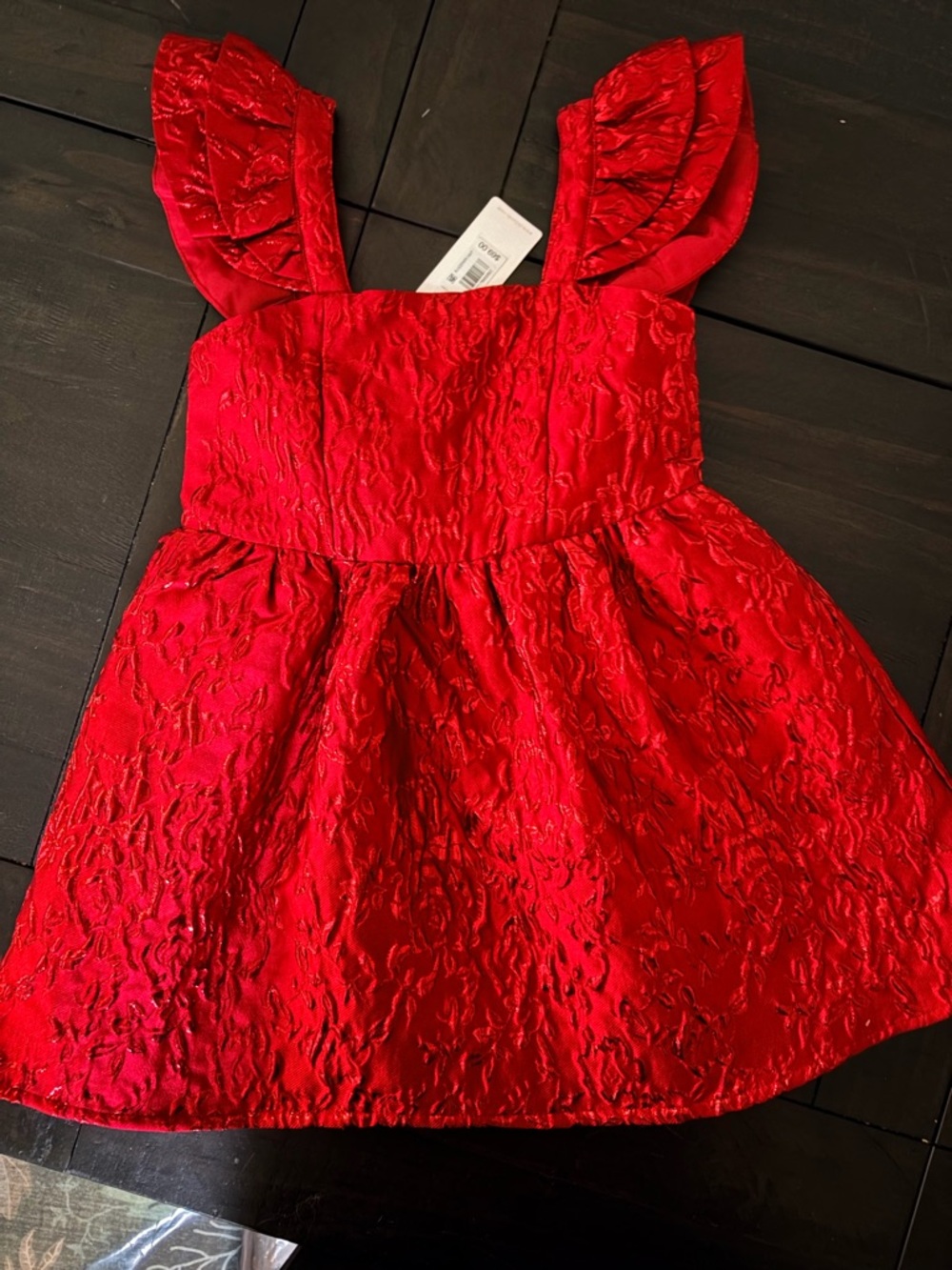 GB Girls Red Textured Party Dress for Girls